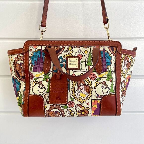 Disney Dooney & Bourke Beauty and the Beast Stained Glass Small Shopper Tote Bag - Picture 1 of 15